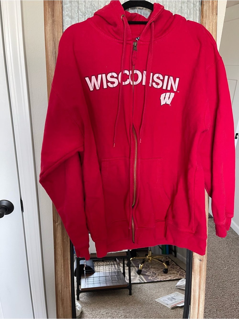 Wisconsin Red Zip-Up Hoodie